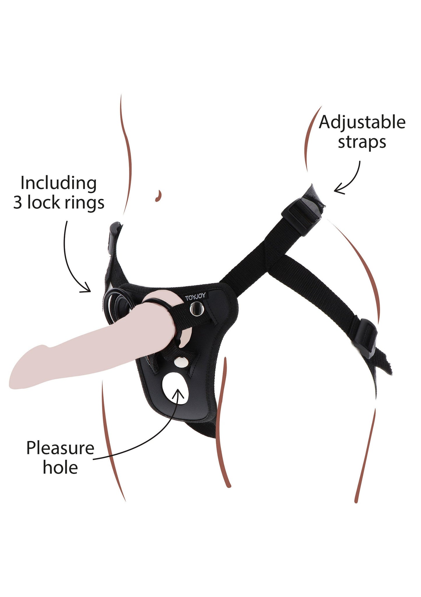 10142 toyjoy get real strap on pleasure hole harness