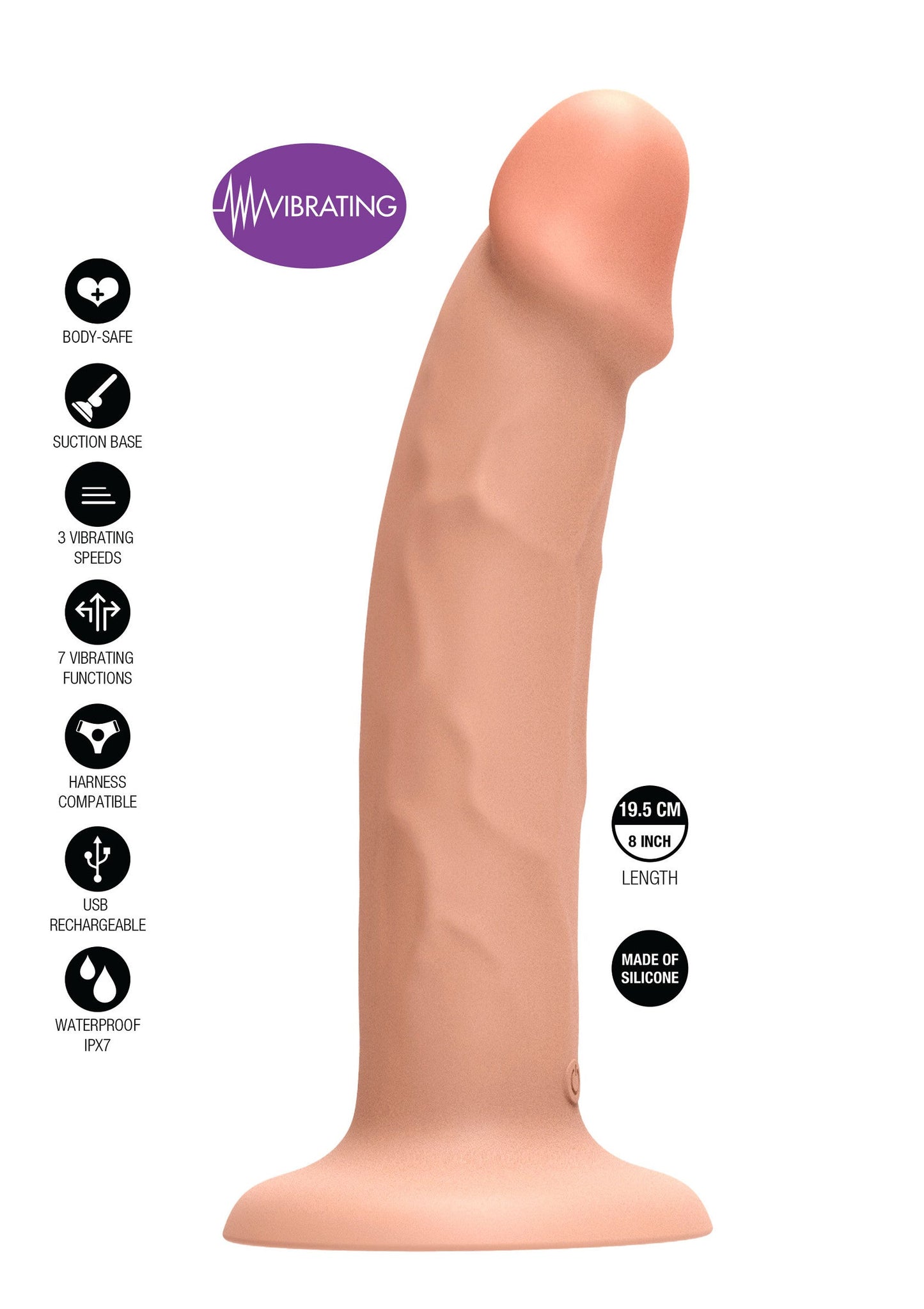10150 toyjoy get real vibrating harness dong silicone 195cm