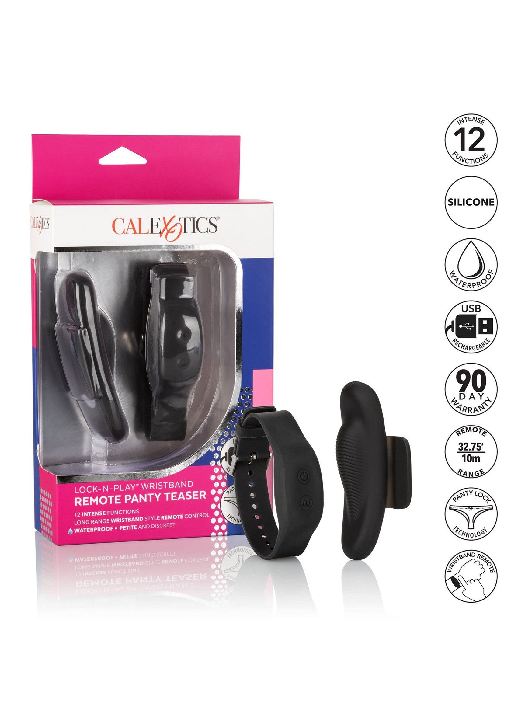 12059 calexotics remote controlled vibes wristband remote panty teaser