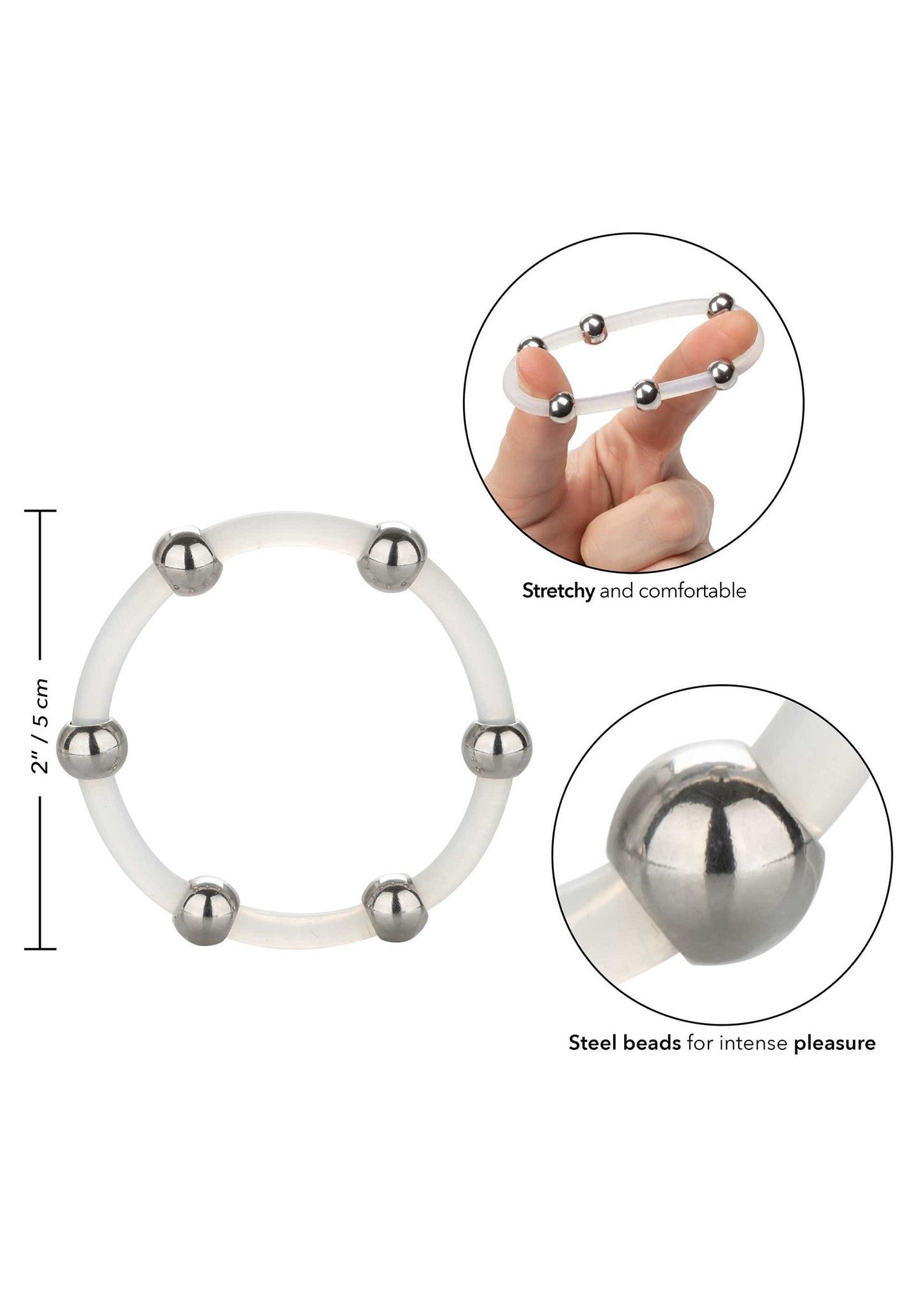 12766 calexotics rings steel beaded silicone ring xl