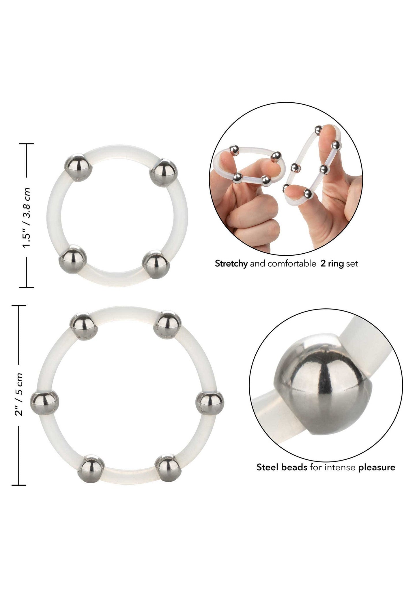 12767 calexotics rings steel beaded silicone ring set