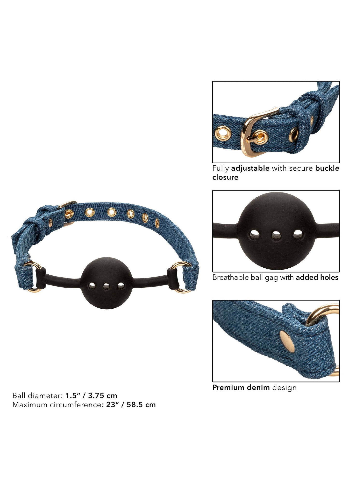 14643 calexotics ride em ride em denim ball gag