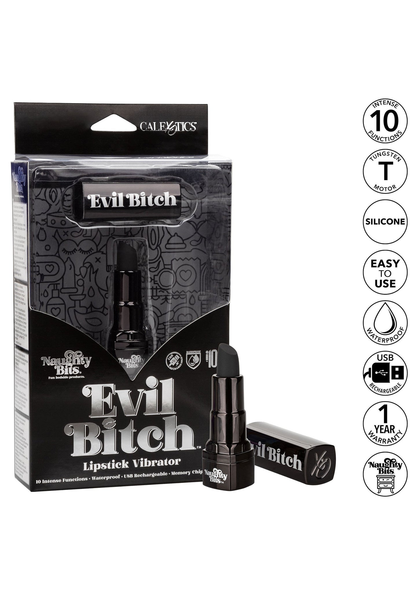 14720 calexotics naughty bits evil bitch lipstick vibrator