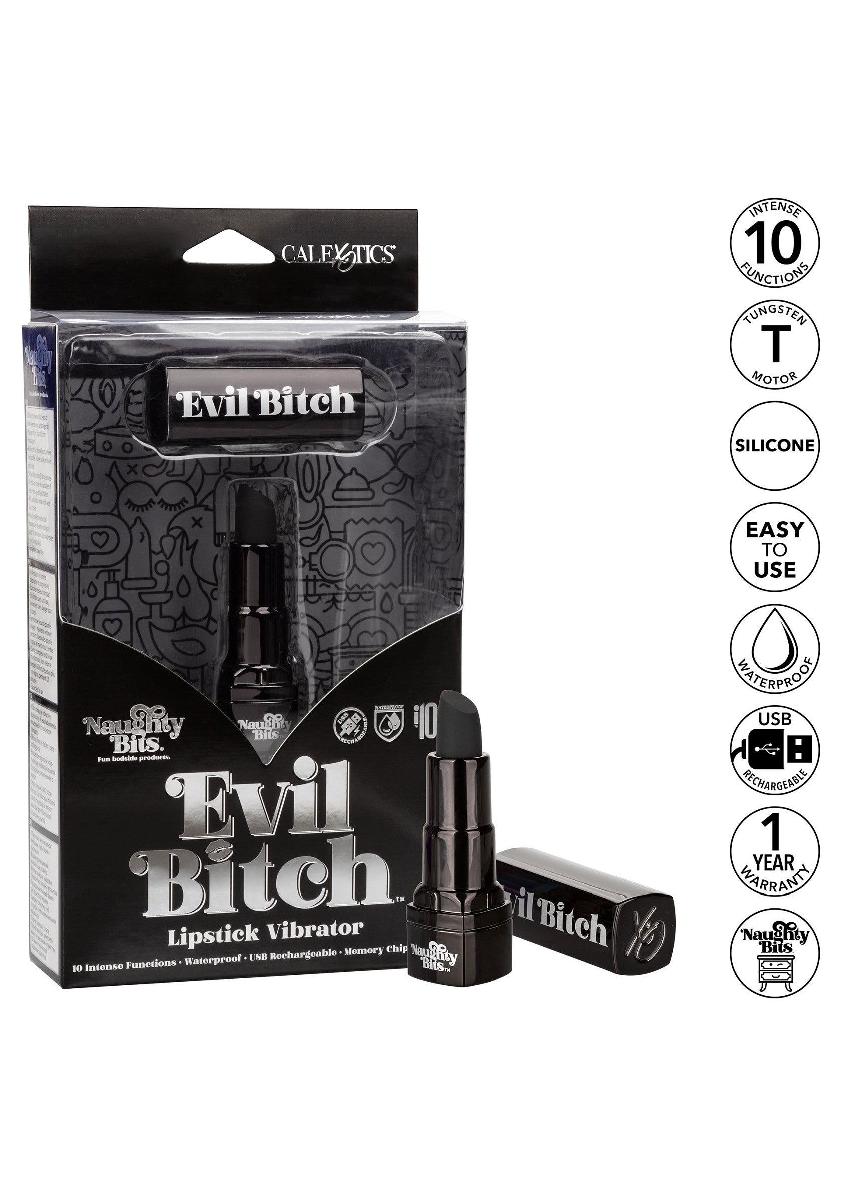 14720 calexotics naughty bits evil bitch lipstick vibrator