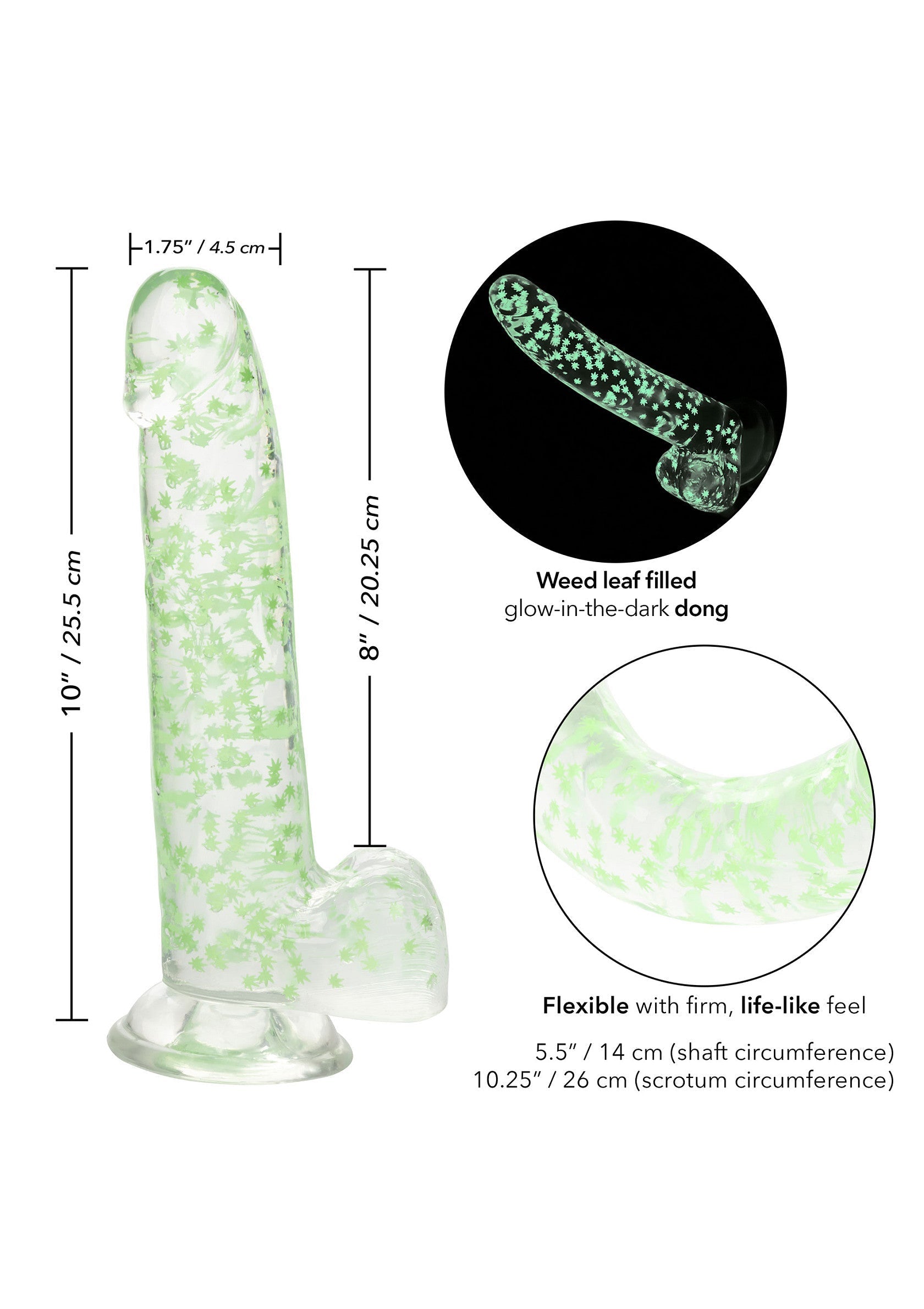 14729 calexotics naughty bits i leaf dick glow dildo