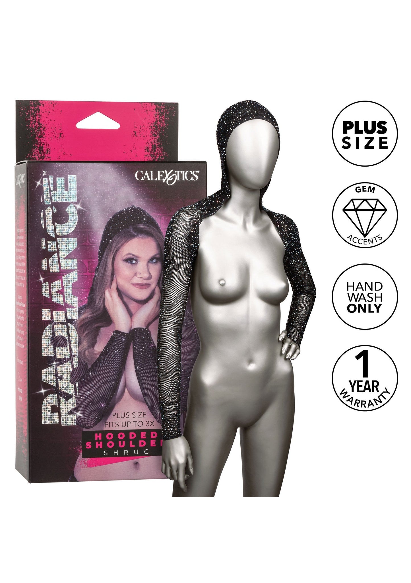 16624 calexotics radiance hooded shoulder shrug plus