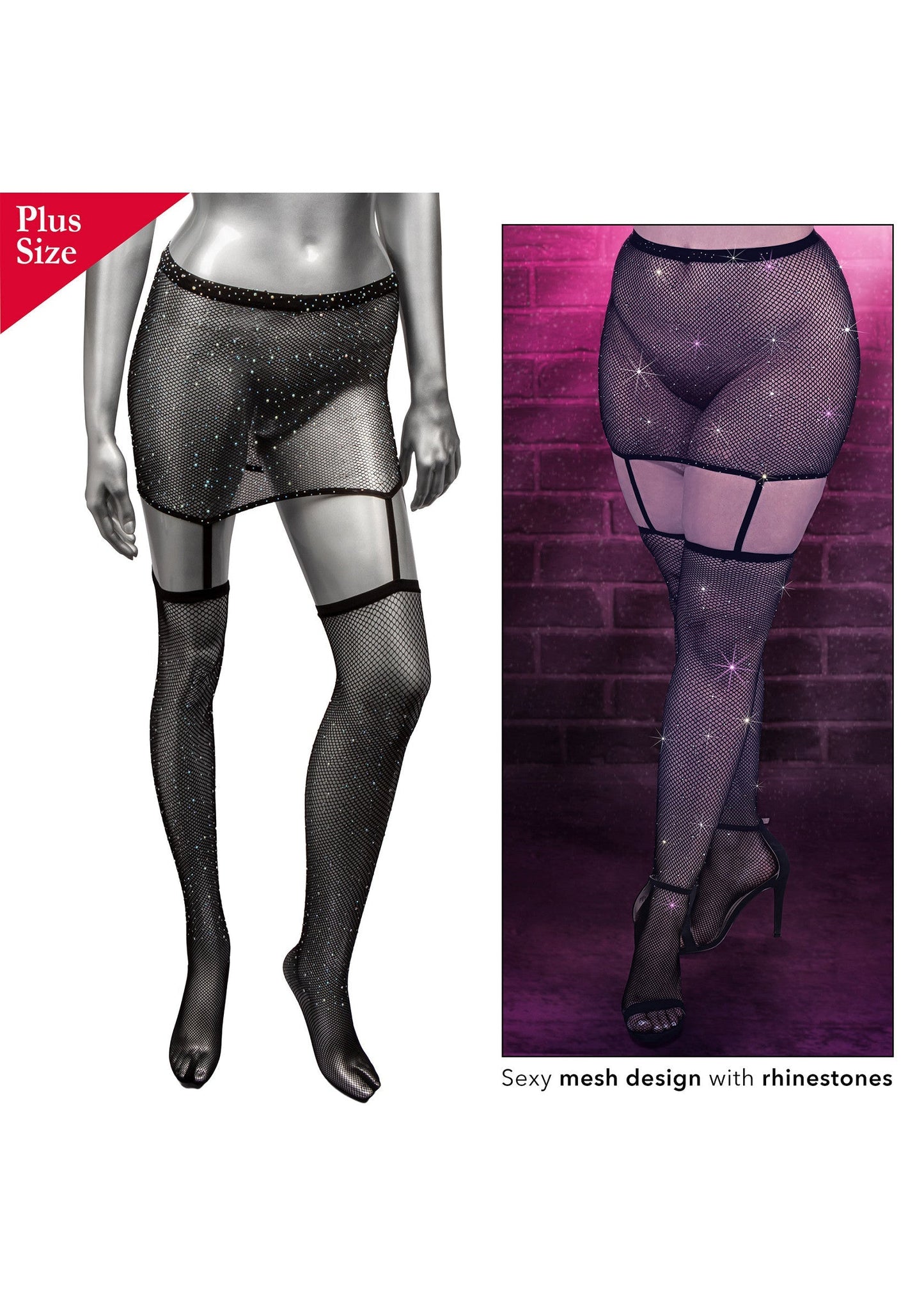 16634 calexotics radiance garter skirt thigh highs plus