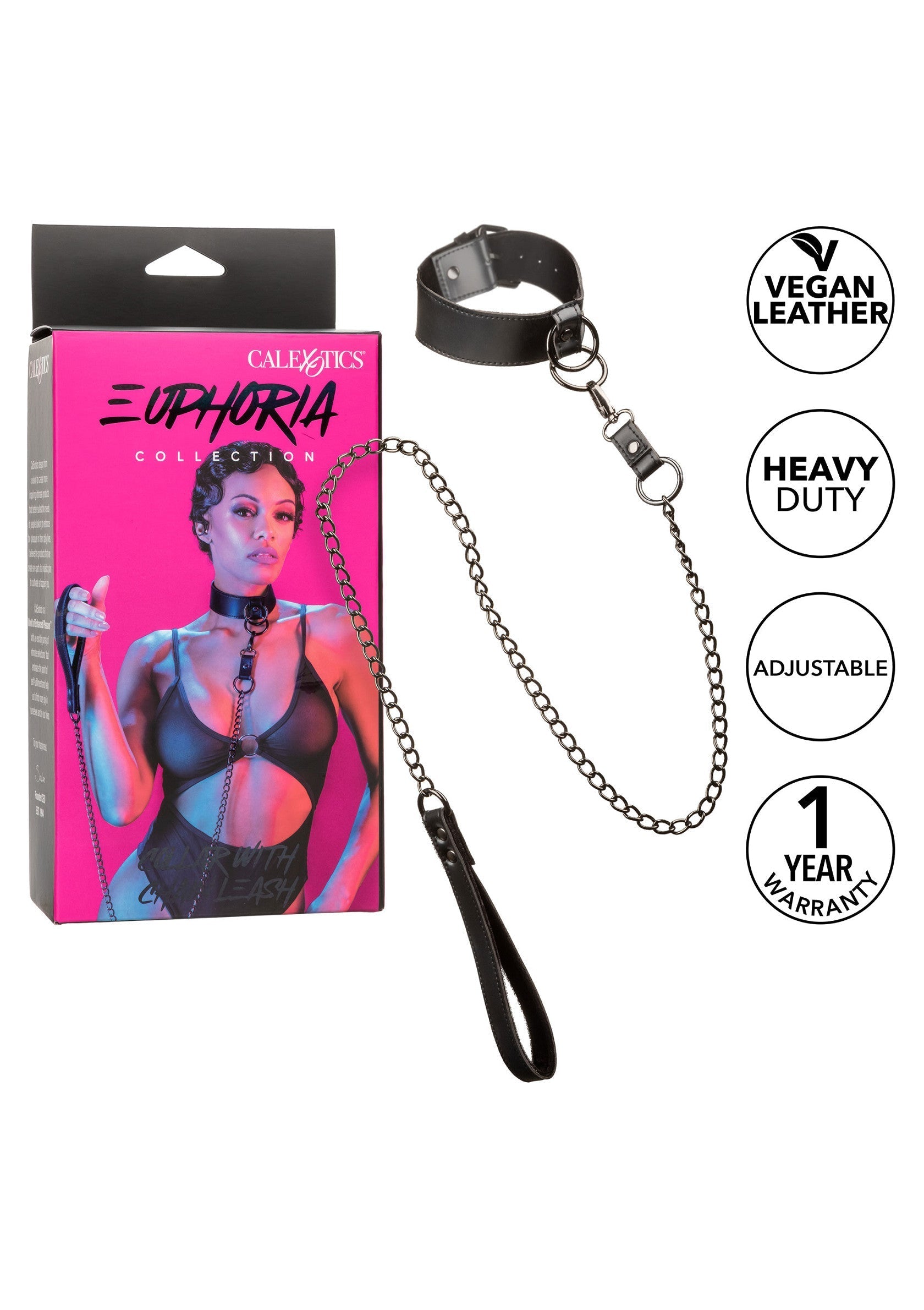 16713 calexotics euphoria collar with chain leash