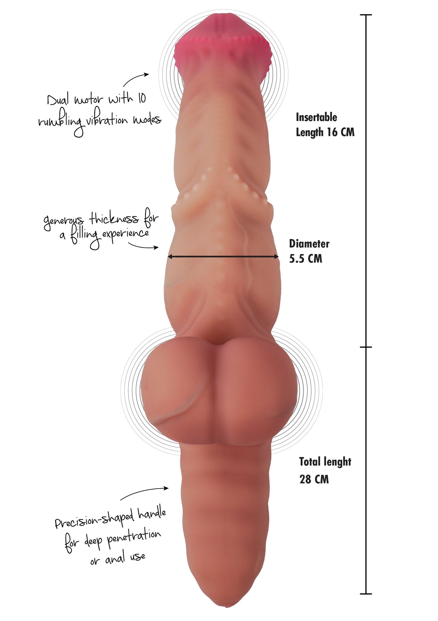 Mutant Rumbler Vibrating Dildo Liquid Silicone