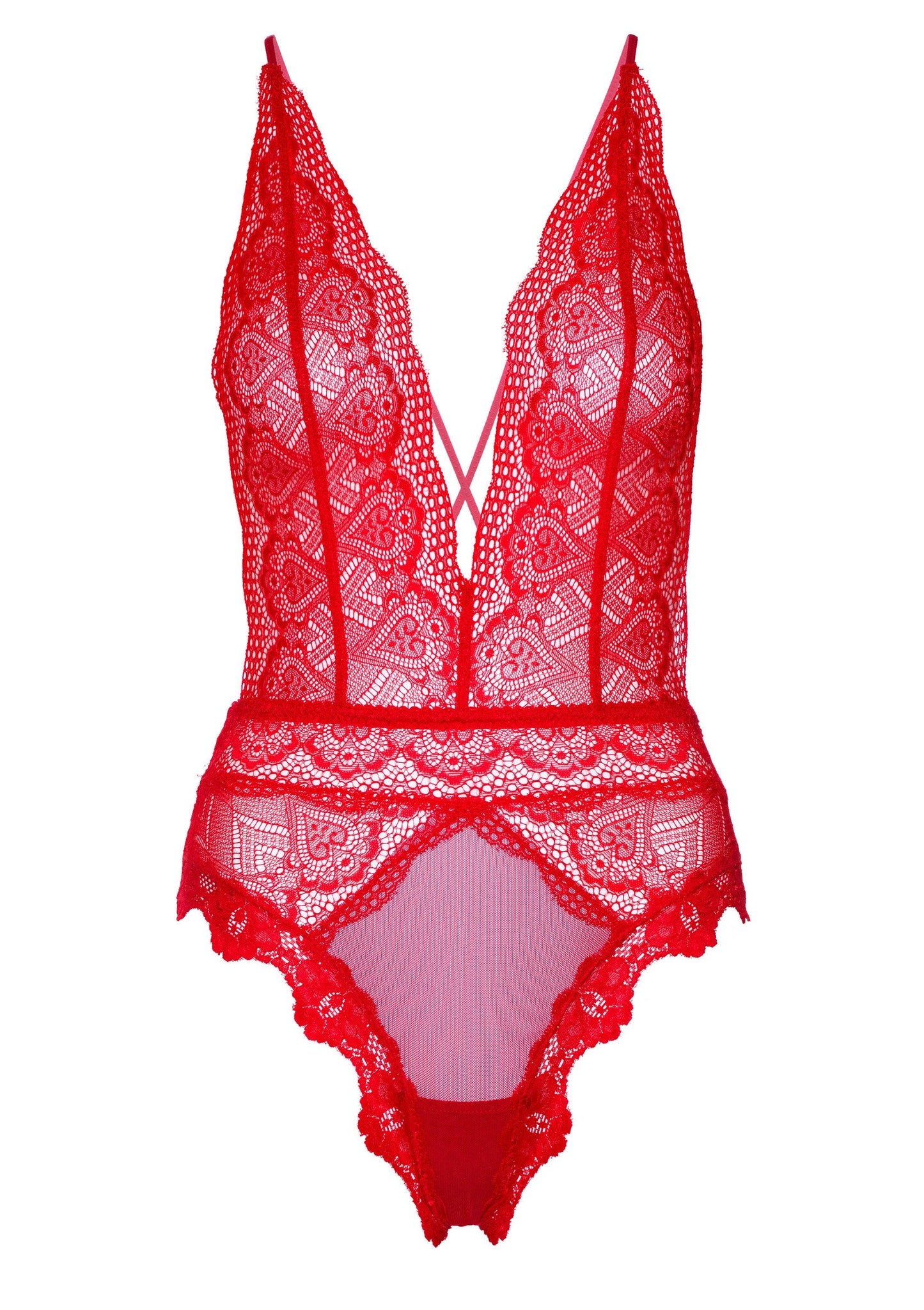 75122 daring intimates deep v lace teddy