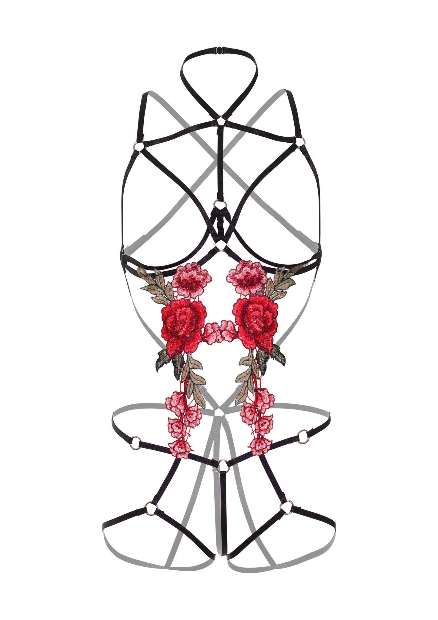 75141 daring intimates roses strappy teddy w pasties