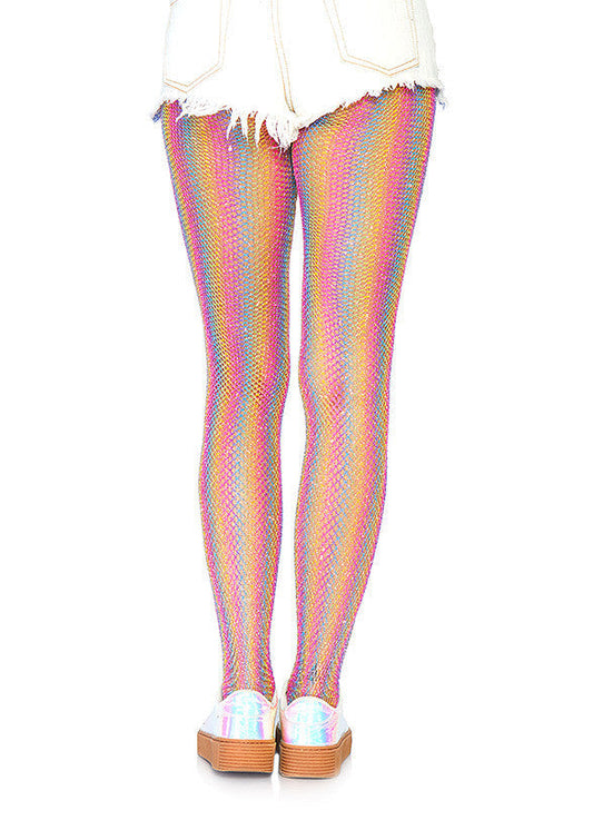 84979 leg avenue lurex rainbow fishnet pantyhose