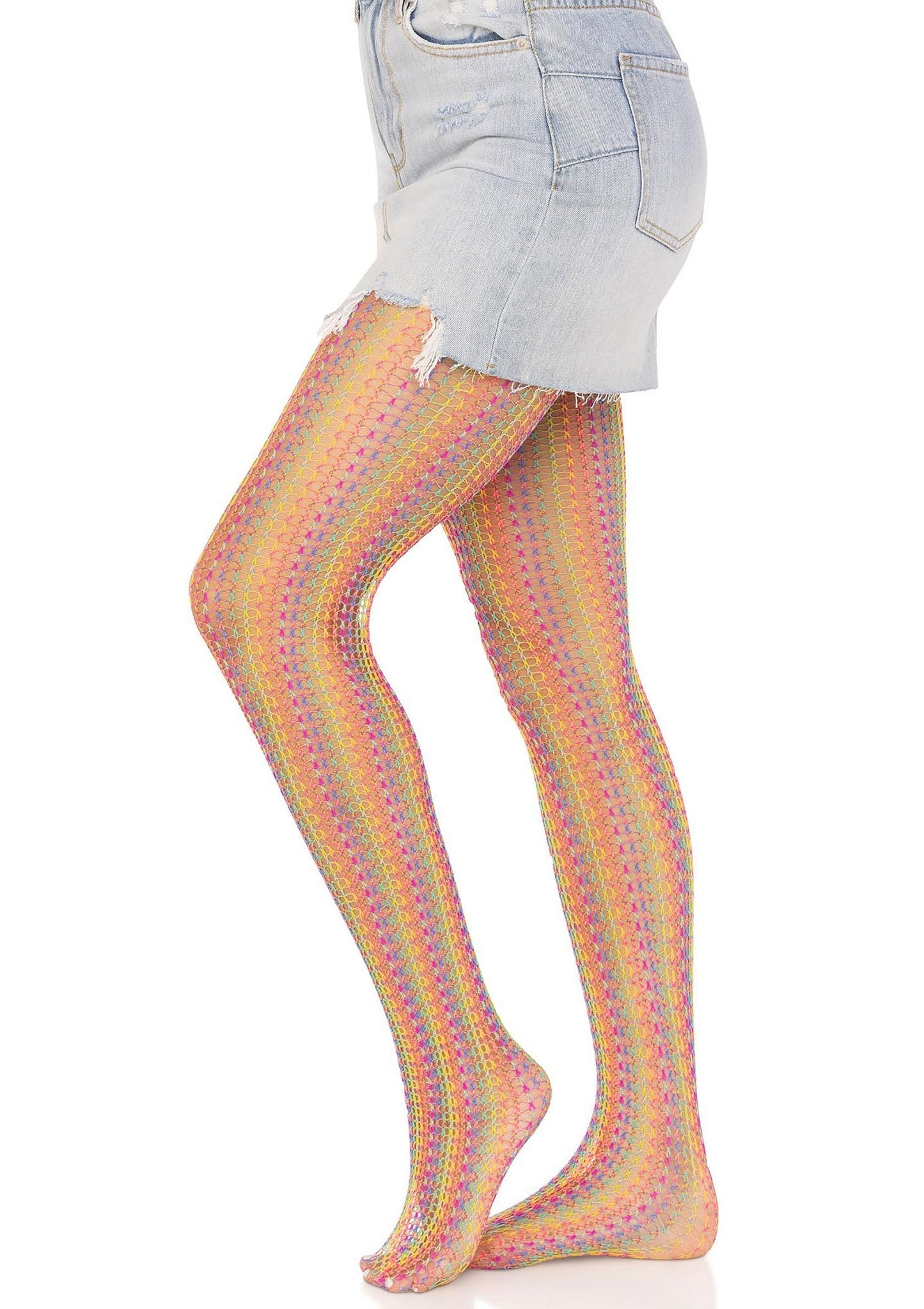 85036 leg avenue rainbow crochet net pantyhose