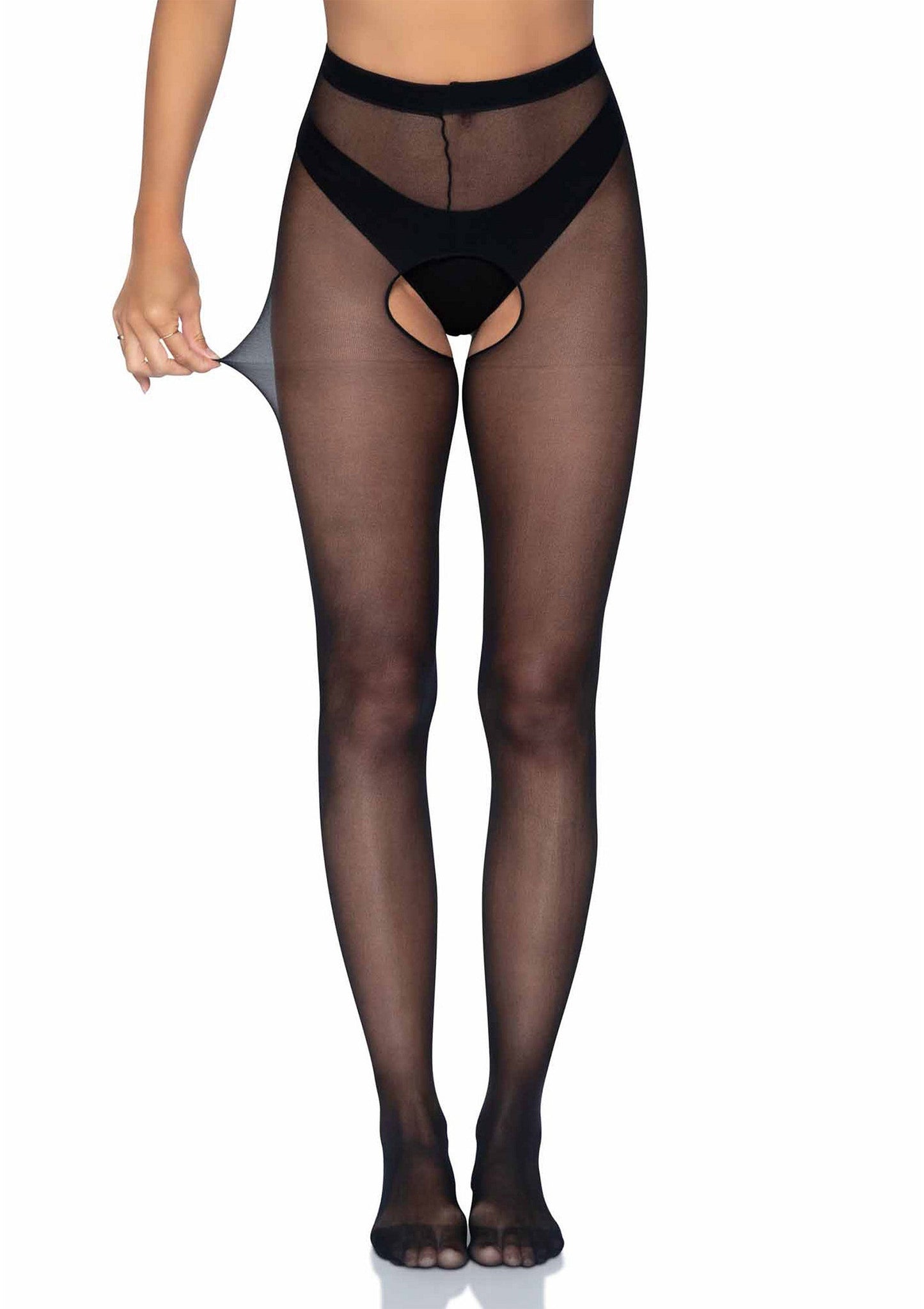 85046 leg avenue plus sheer crotchless pantyhose