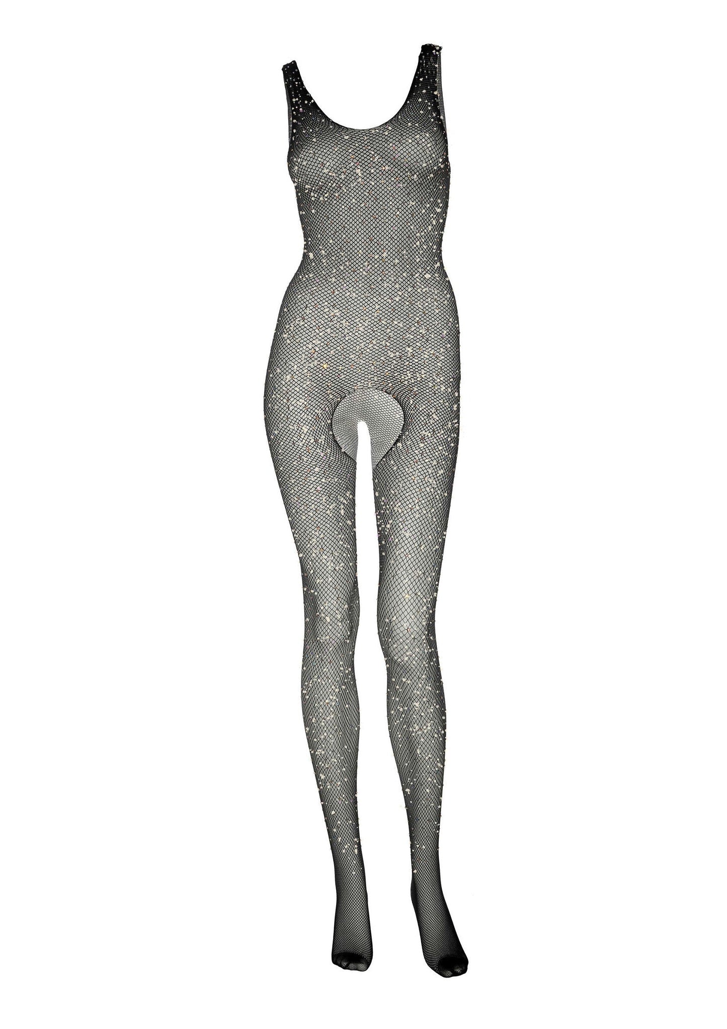 85243 leg avenue very sexy lingerie crystalized fishnet tank bodystocking