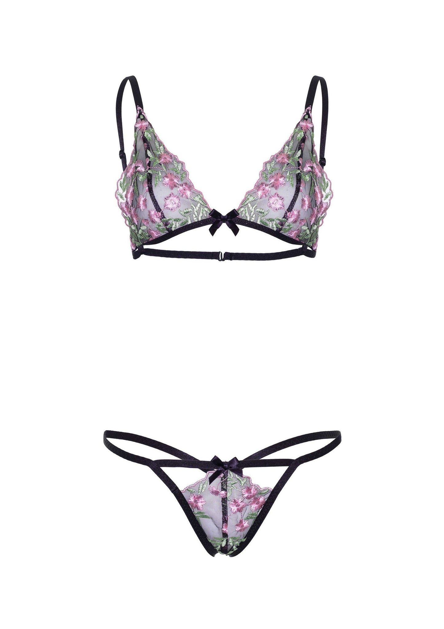 85301 leg avenue very sexy lingerie floral sheer bra and string
