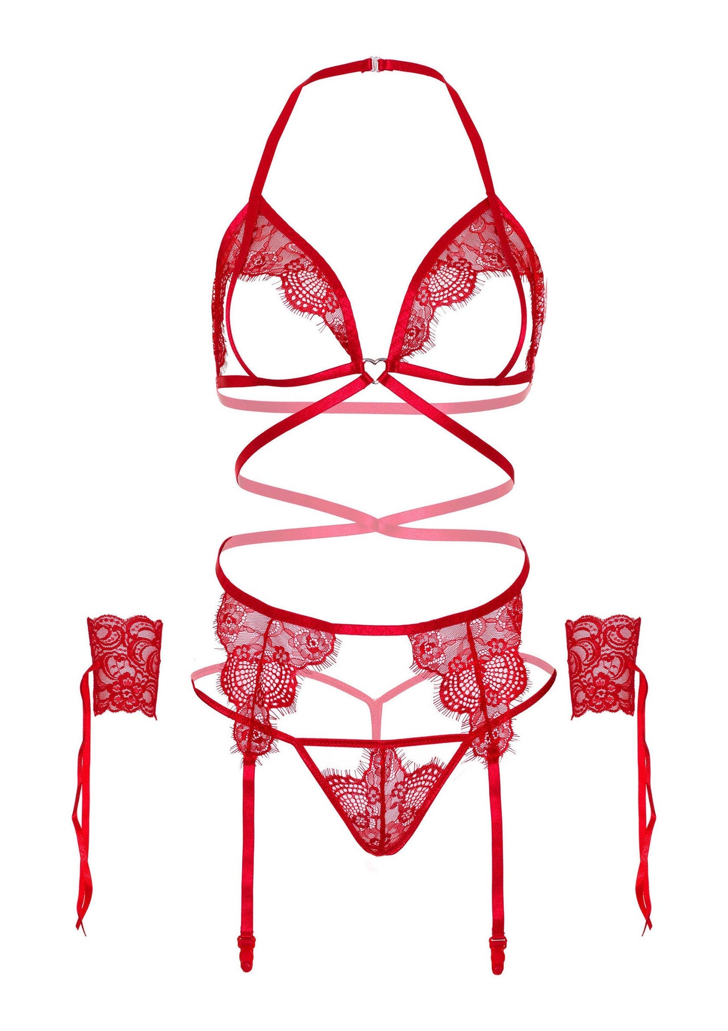 85303 leg avenue very sexy lingerie open cup bra string garter belt and cuffs