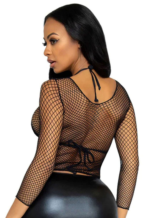 85387 leg avenue very sexy lingerie elastane long sleeved fishnet shirt