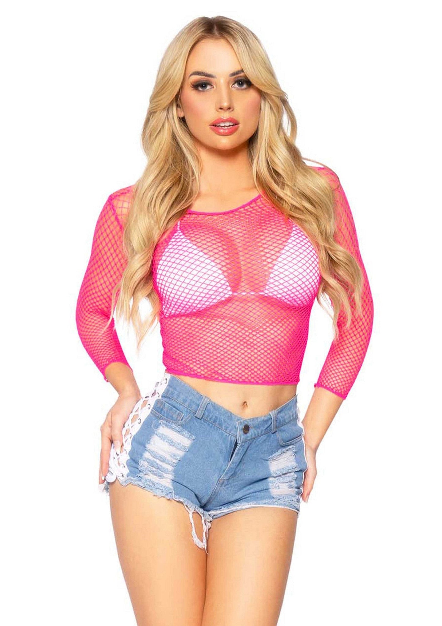 85387 leg avenue very sexy lingerie elastane long sleeved fishnet shirt