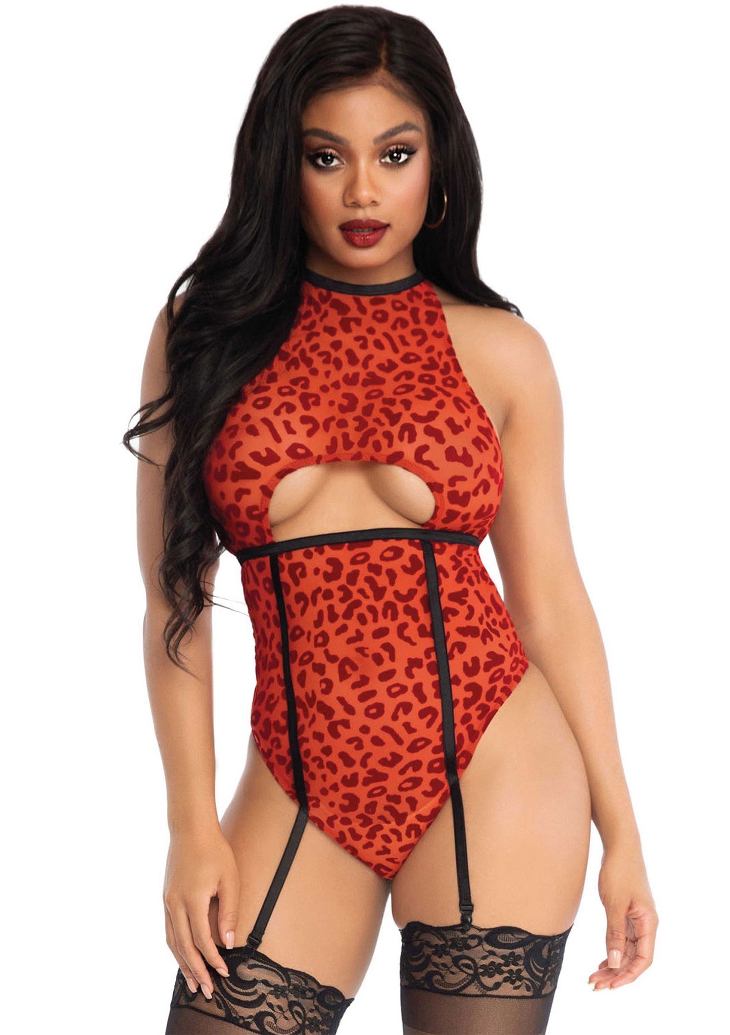 86537 leg avenue sheer backless garter teddy