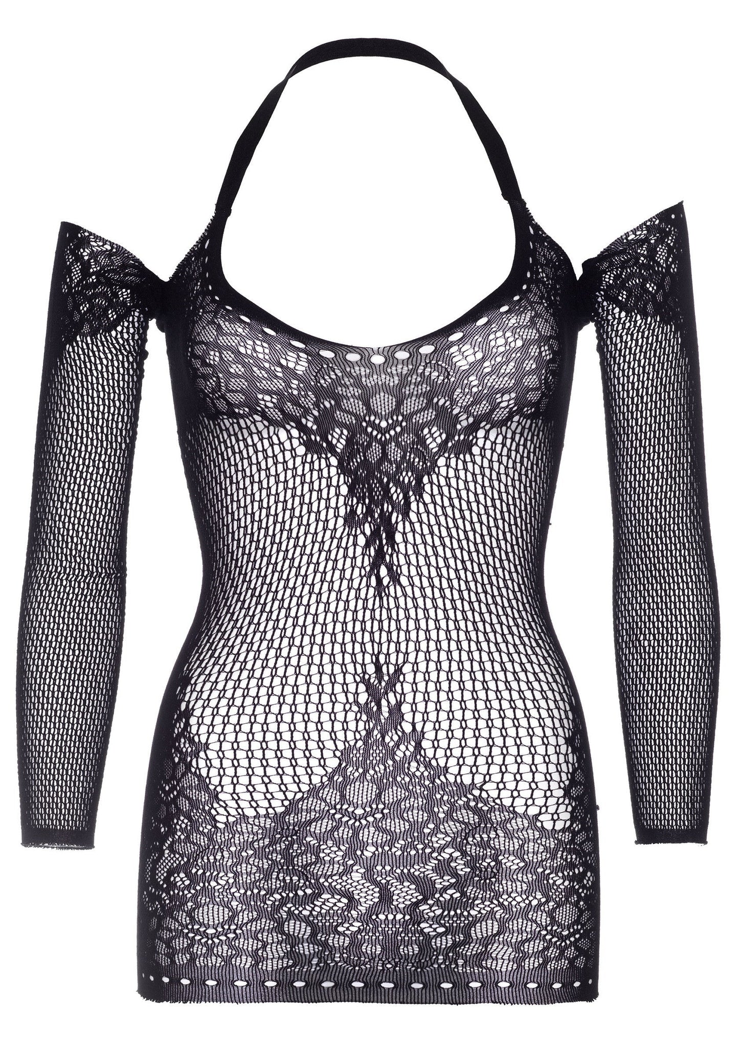 86573 leg avenue long sleeved halter mini dress