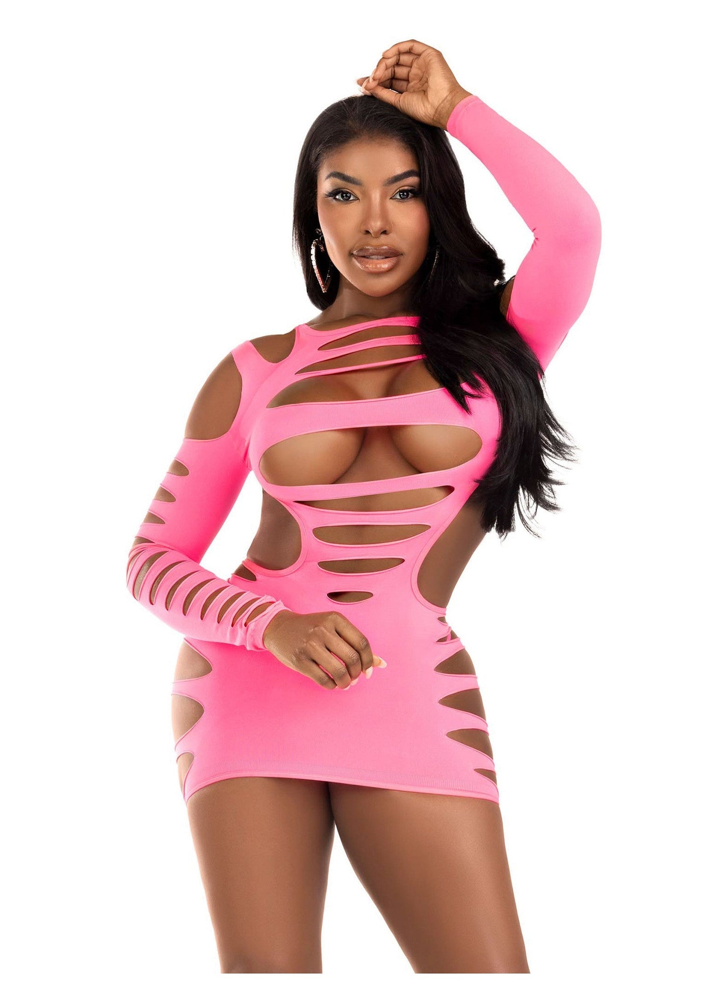 86638 leg avenue very sexy lingerie opaque shredded cut out mini dress