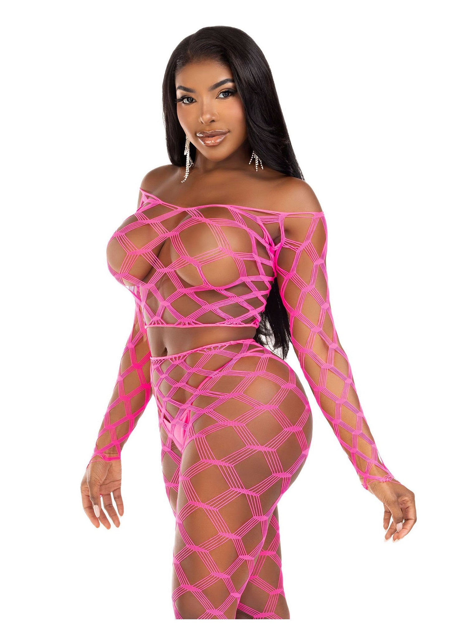 86643 leg avenue very sexy lingerie net crop top and footless tights