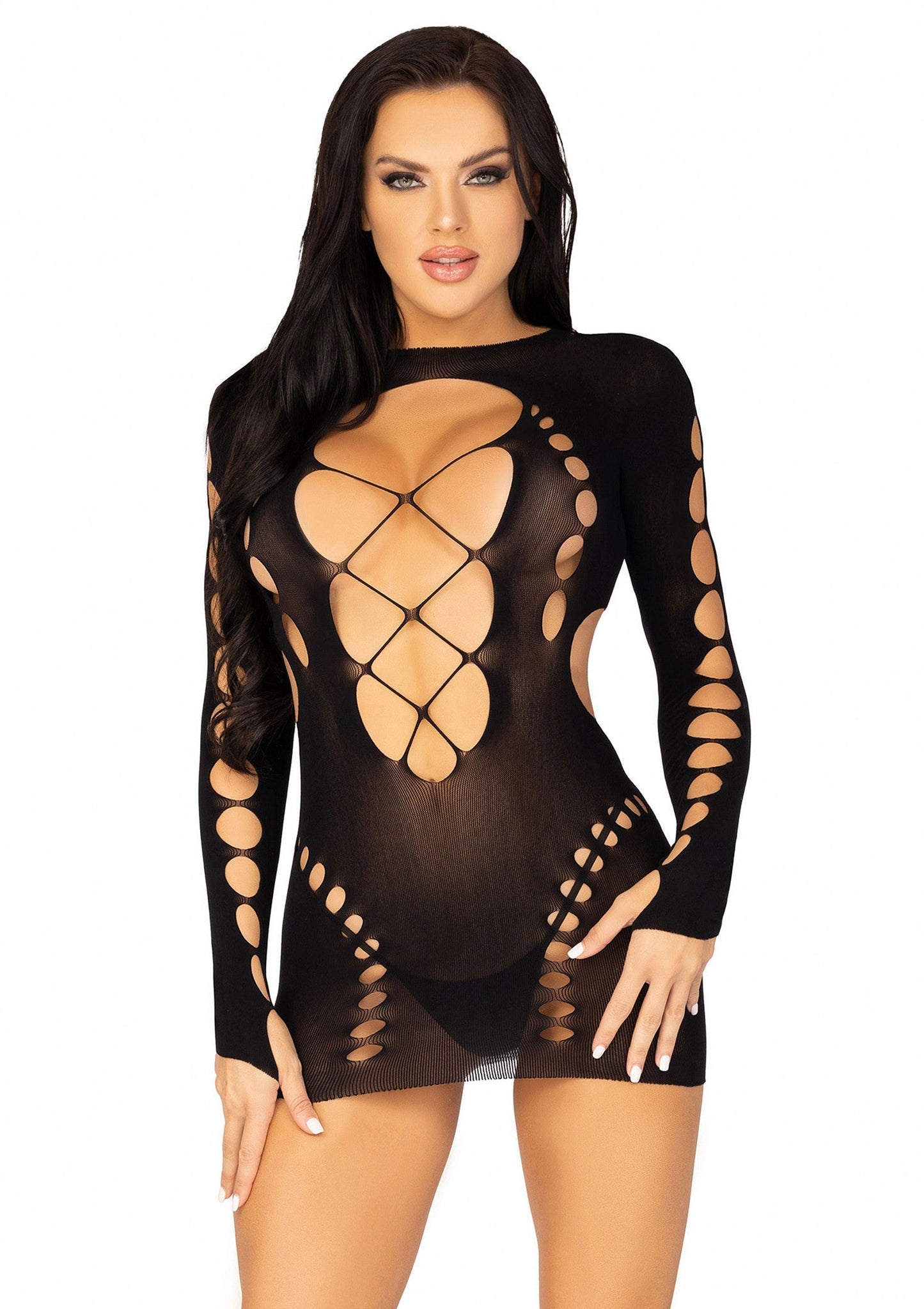 88037 leg avenue mini dress with faux lace up detail