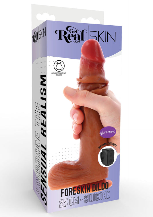 Foreskin Dildo Vibrating Silicone 25 cm