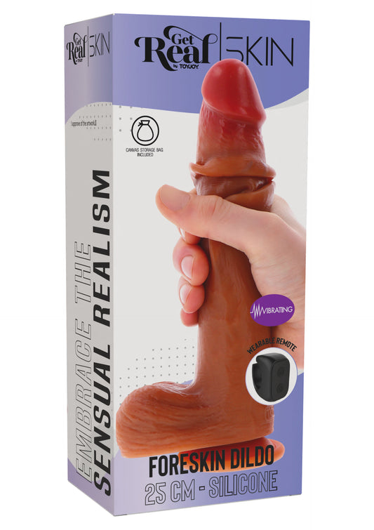 Foreskin Dildo Vibrating Silicone 25 cm