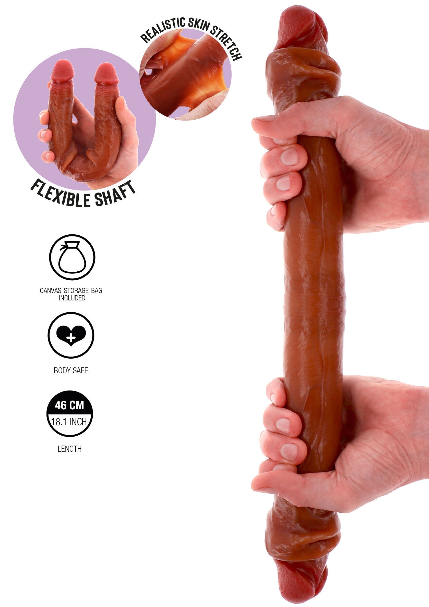 11208 toyjoy get real foreskin double dong silicone 46cm