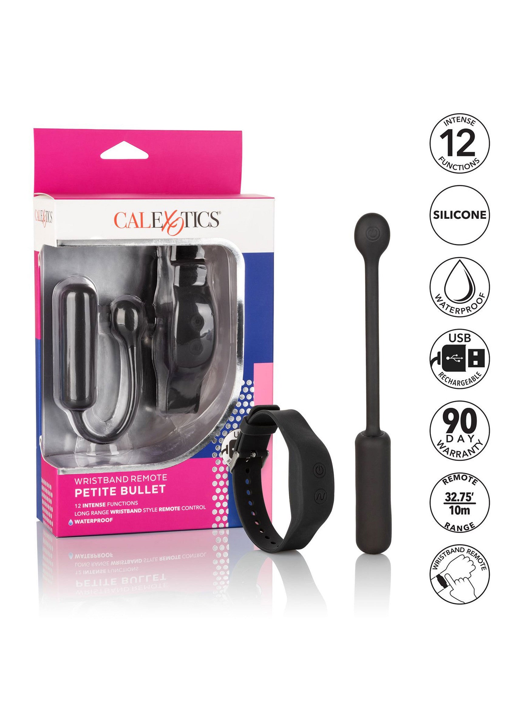 12057 calexotics remote controlled vibes wristband remote petite bullet