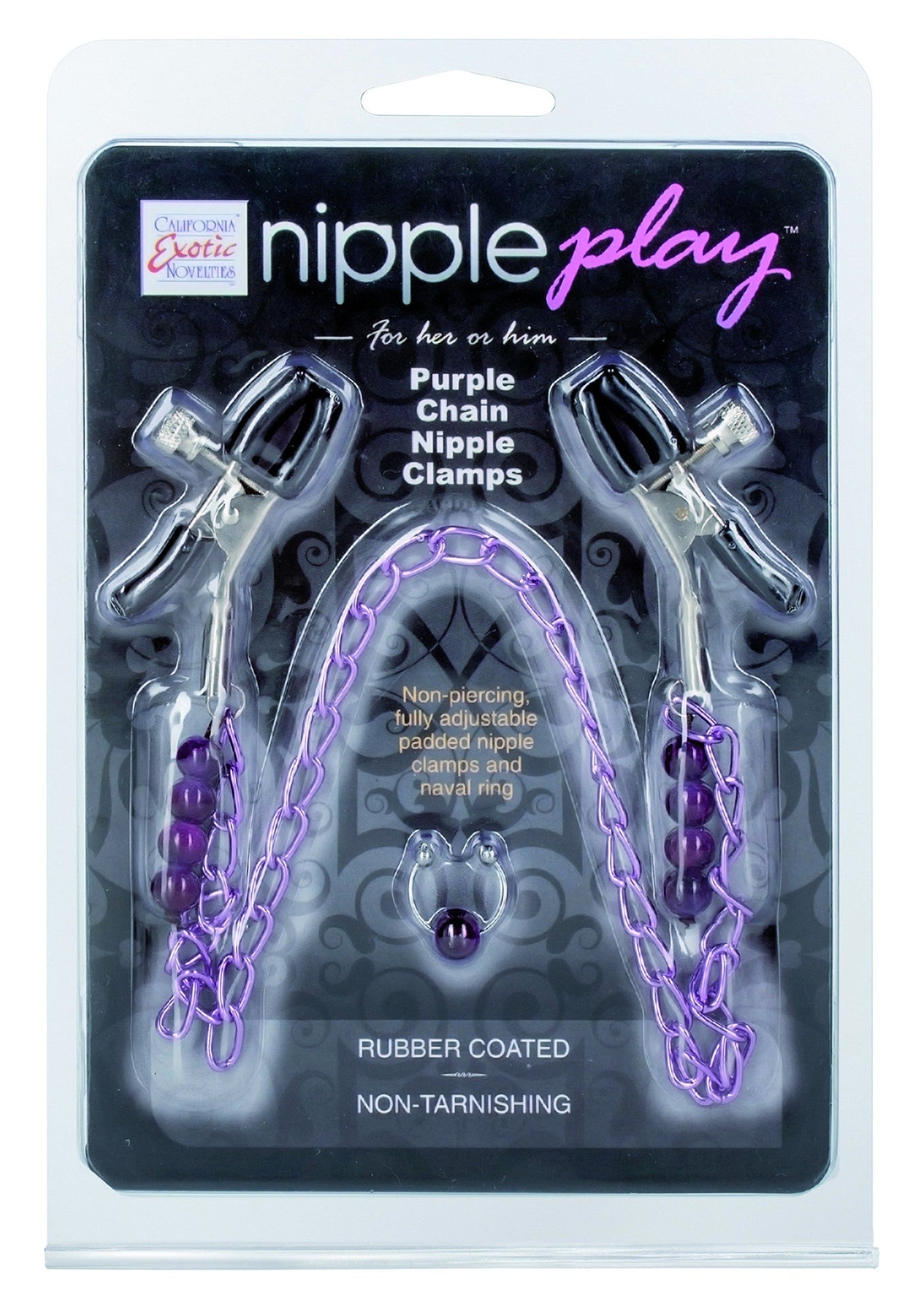 12934 calexotics nipple play purple chain nipple clamps