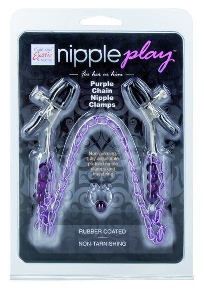 12934 calexotics nipple play purple chain nipple clamps