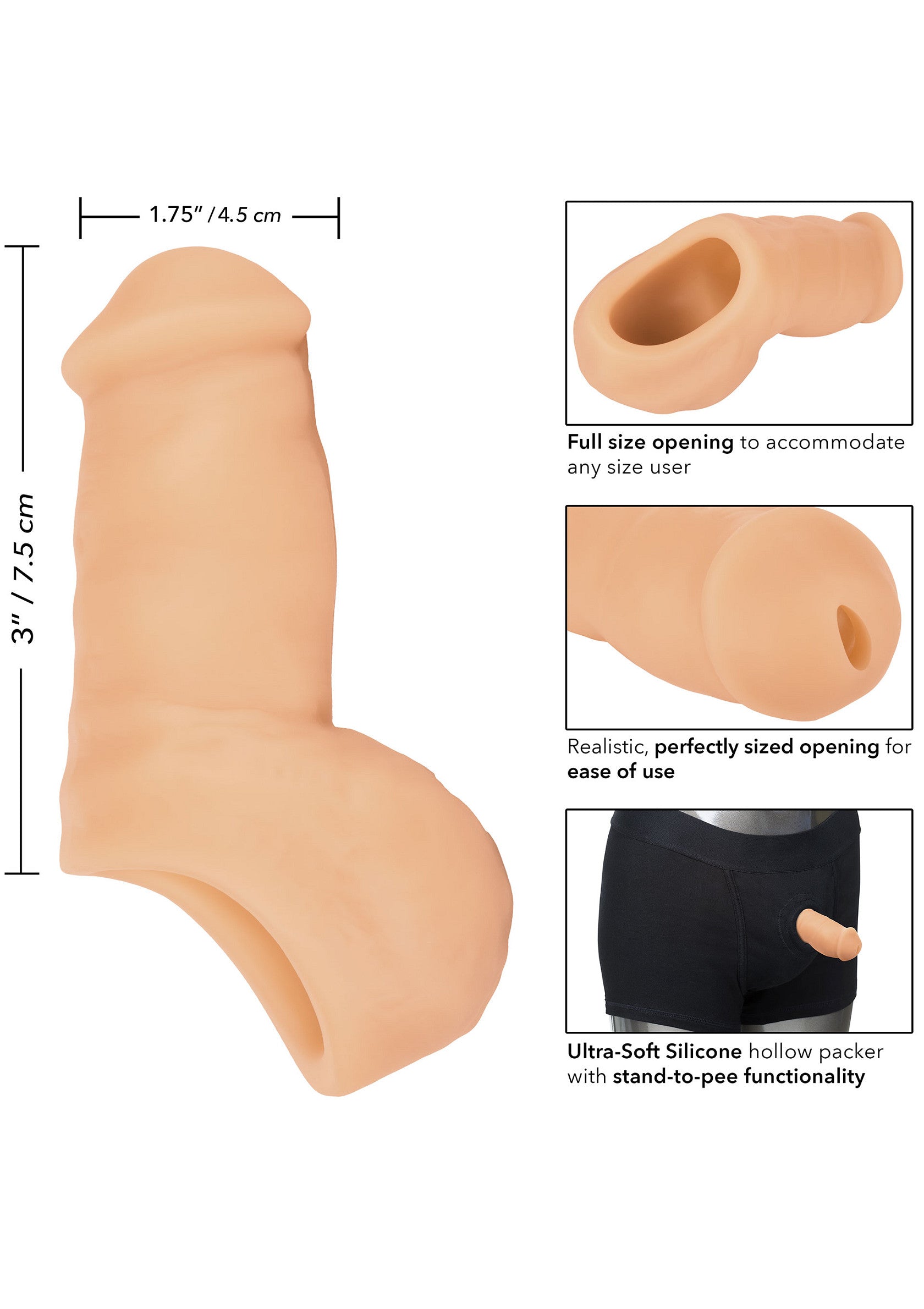 13489 calexotics packer gear soft silicone stand to pee