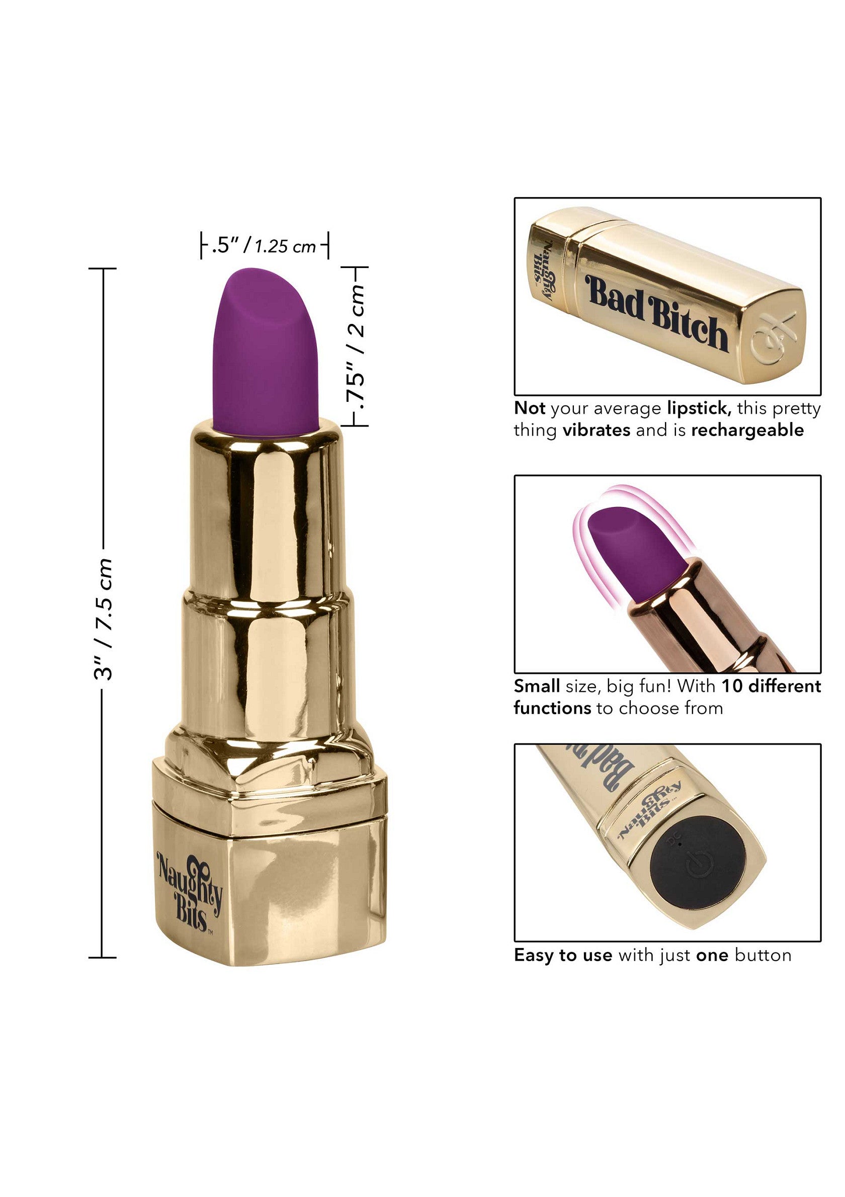 14176 calexotics naughty bits bad bitch lipstick vibrator