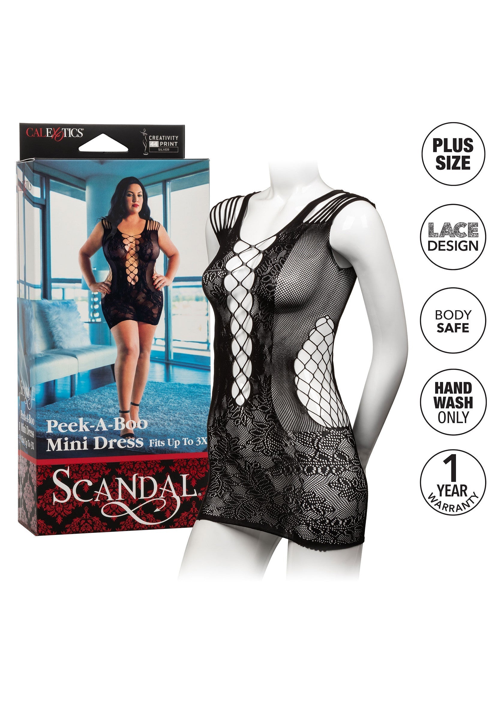 14462 calexotics scandal peek a boo mini dress plus