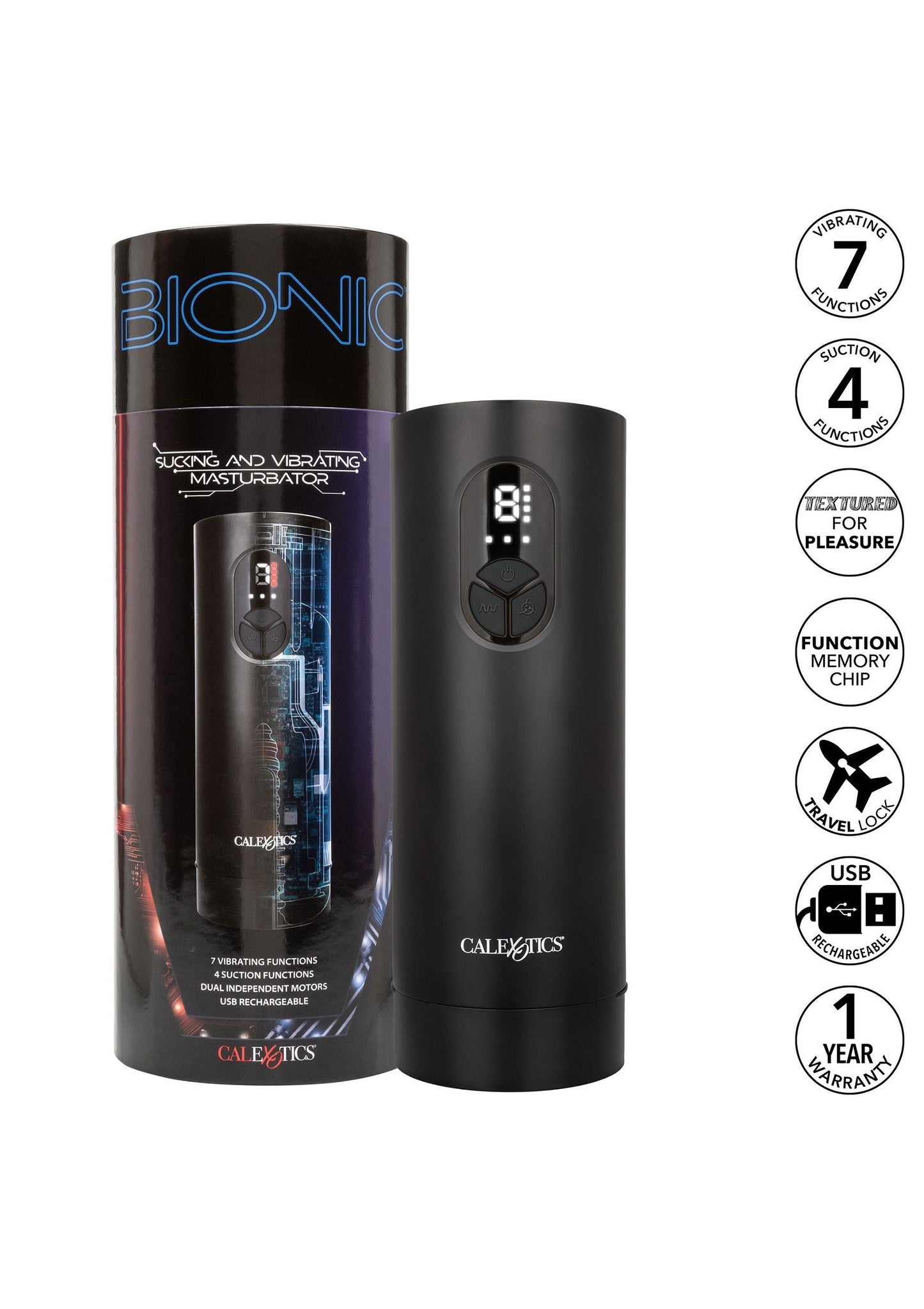 14975 calexotics bionic bionic sucking and vibrating masturbator