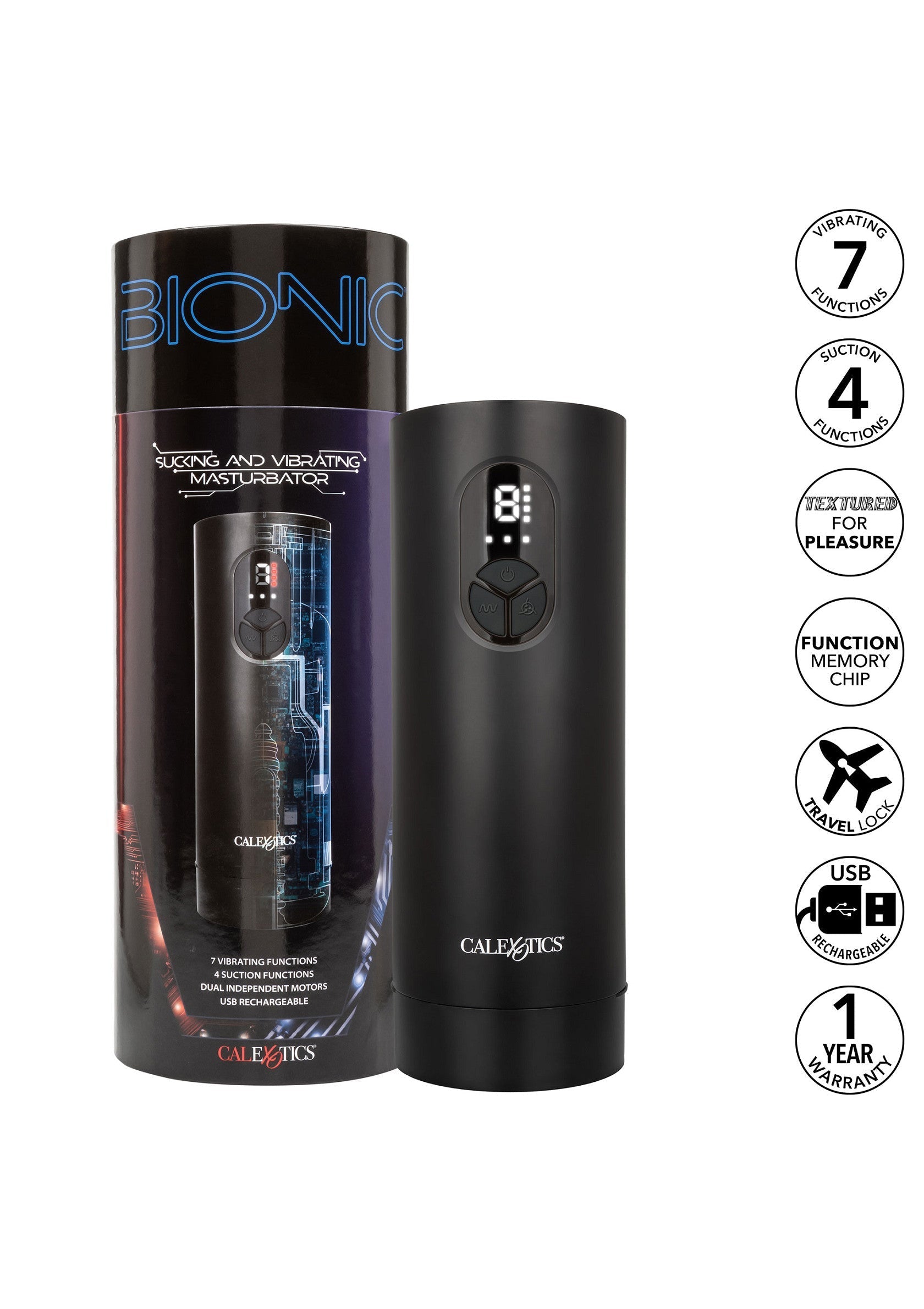 14975 calexotics bionic bionic sucking and vibrating masturbator