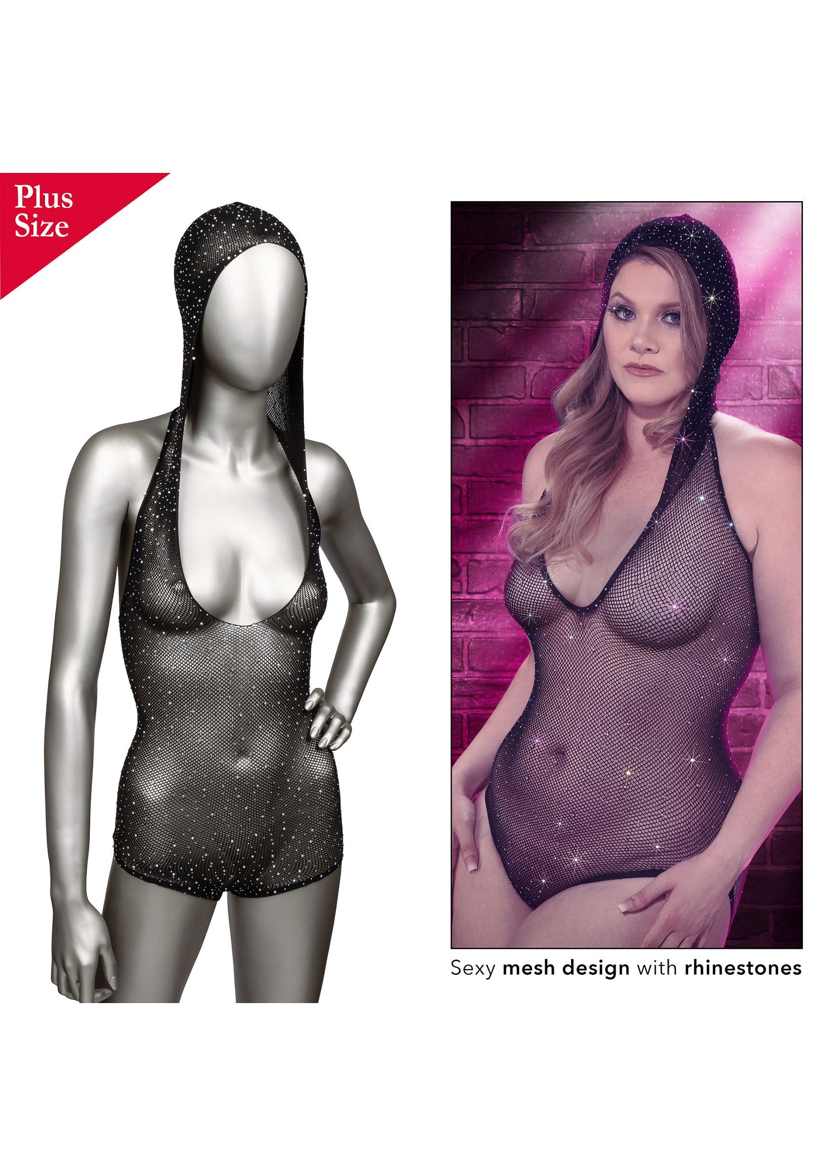 16626 calexotics radiance hooded deep v bodysuit plus