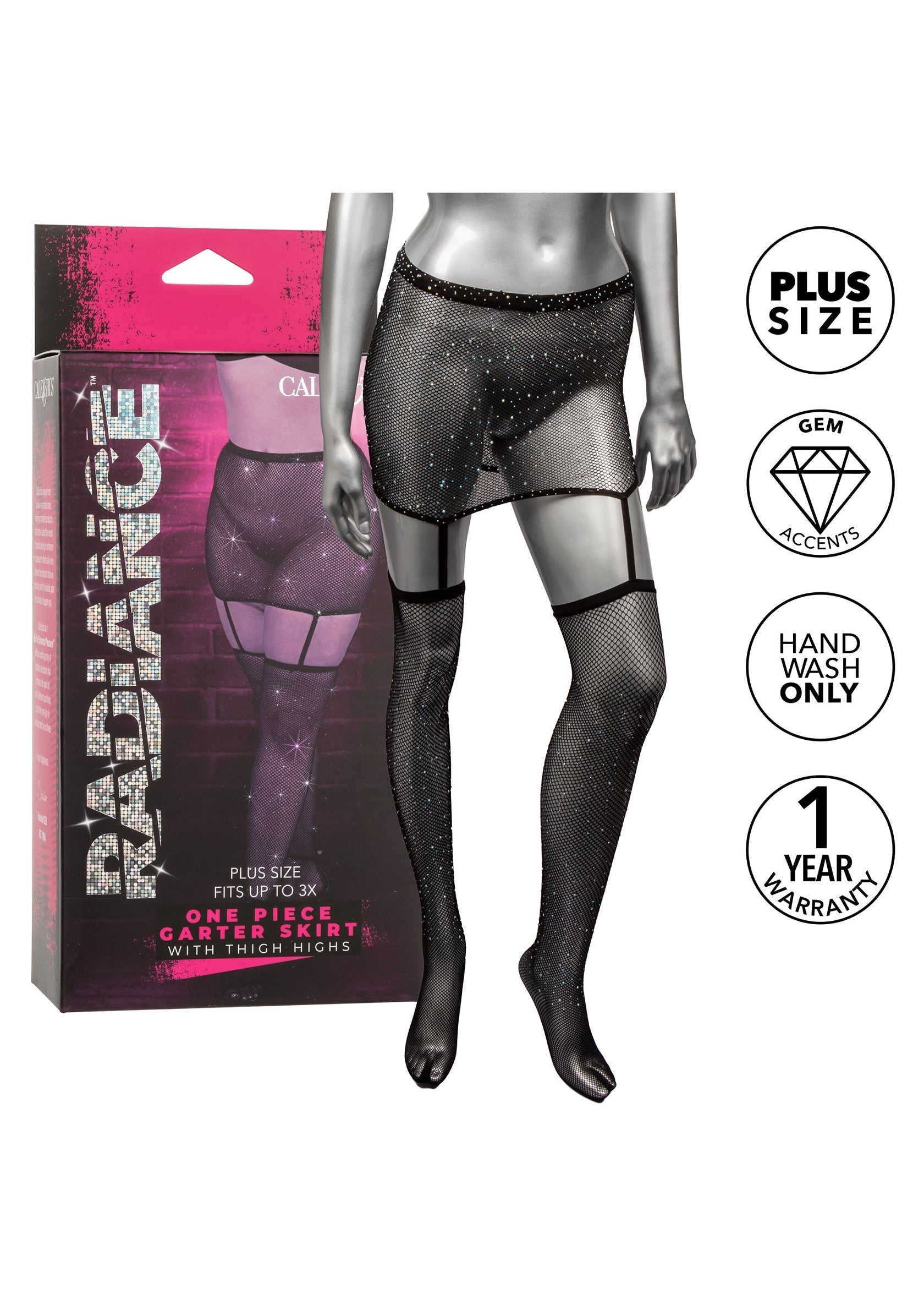 16634 calexotics radiance garter skirt thigh highs plus