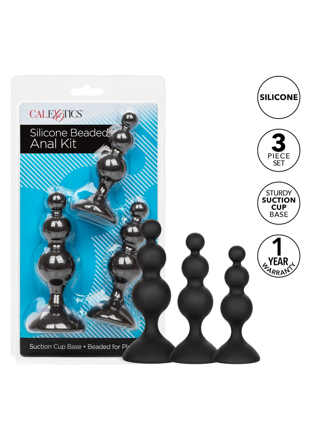 16680 calexotics anal silicone beaded anal kit