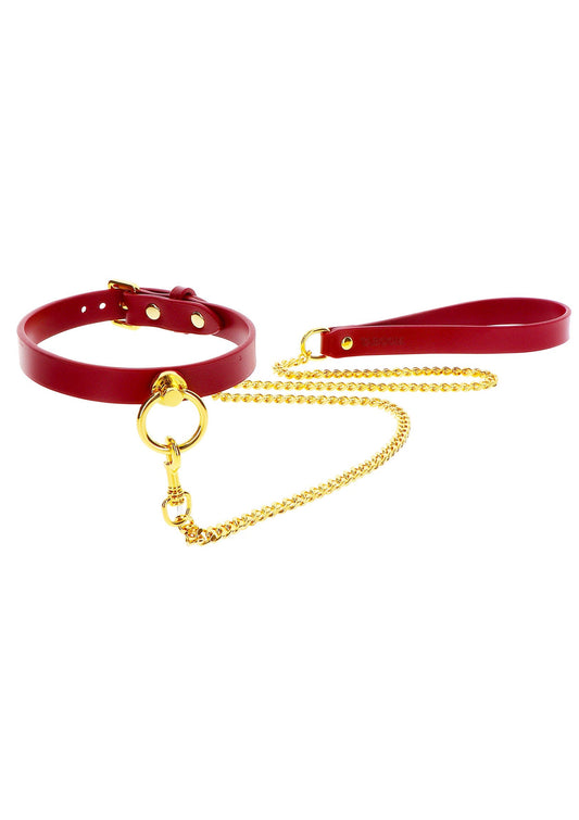 17157 taboom bondage in luxury o ring collar and chain leash