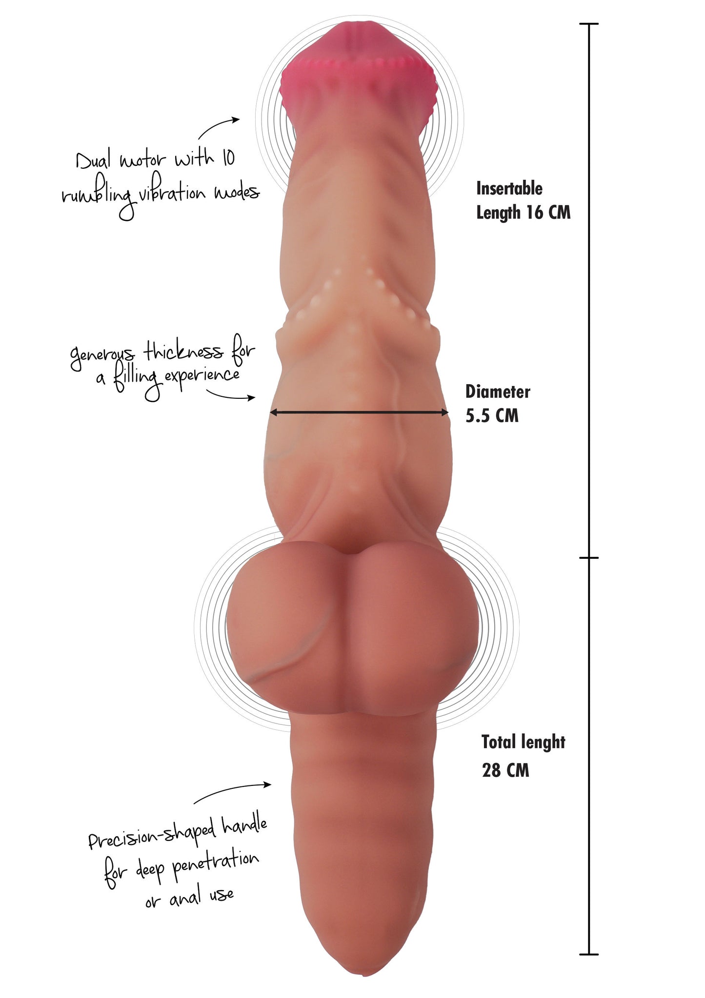 Mutant Rumbler Vibrating Dildo Liquid Silicone