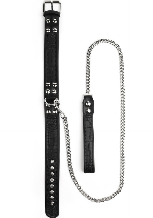 Croc-Embossed Collar & Leash