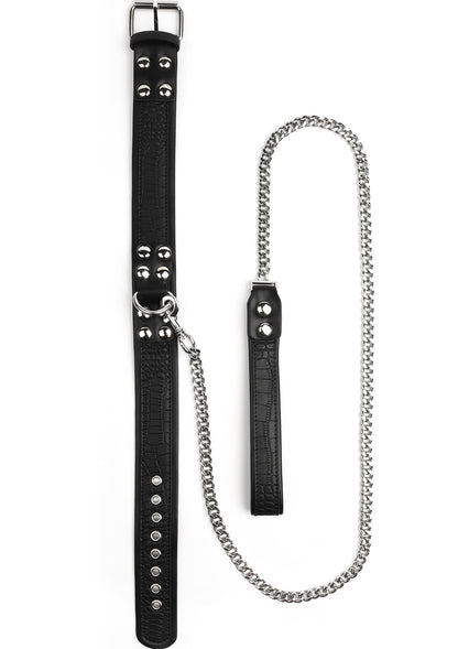Croc-Embossed Collar & Leash