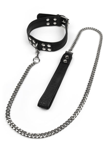 Croc-Embossed Collar & Leash