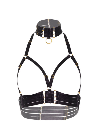 70803 kinky diva open cup bra plus o ring collar