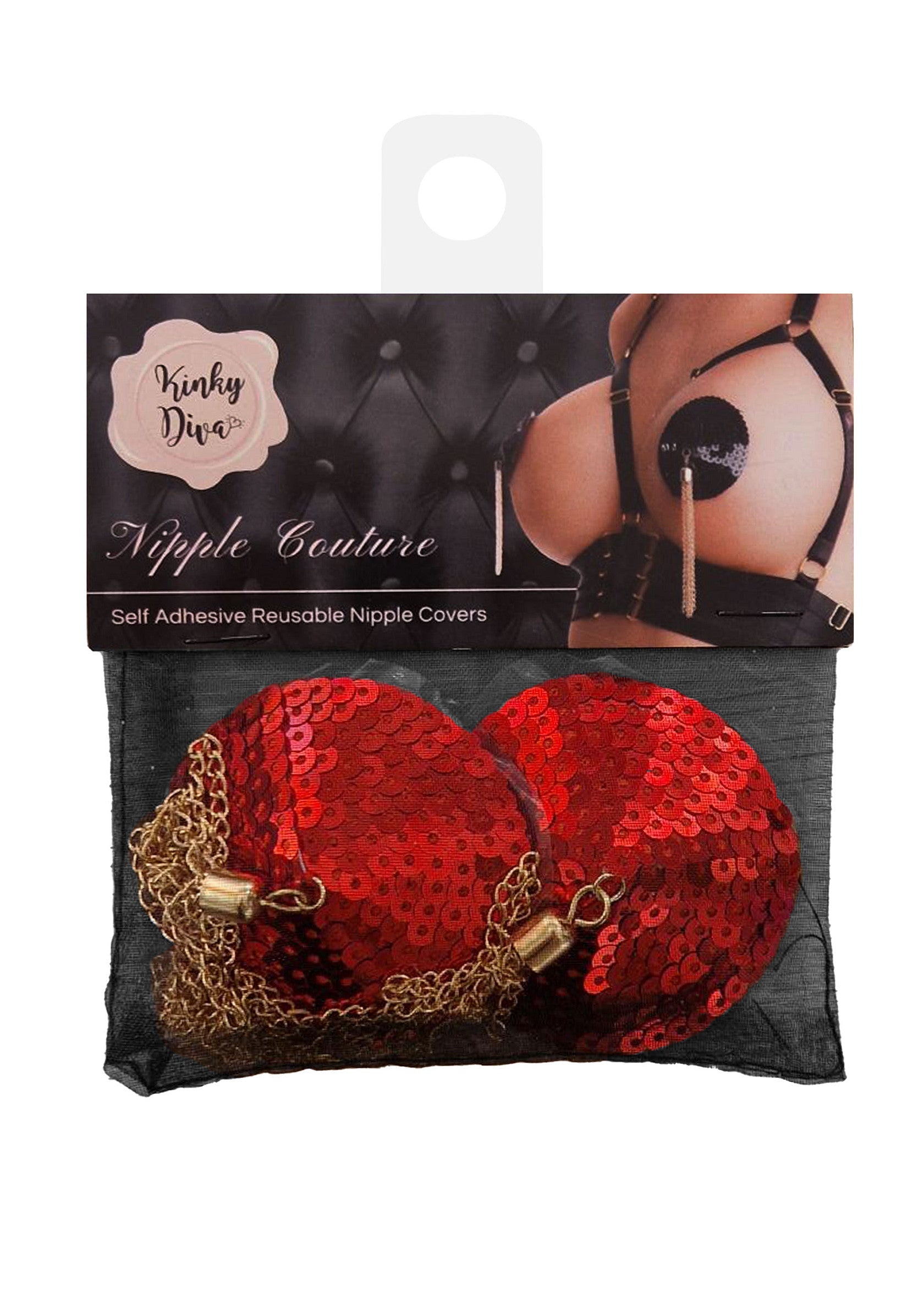 70831 kinky diva sequin nipple covers w chain