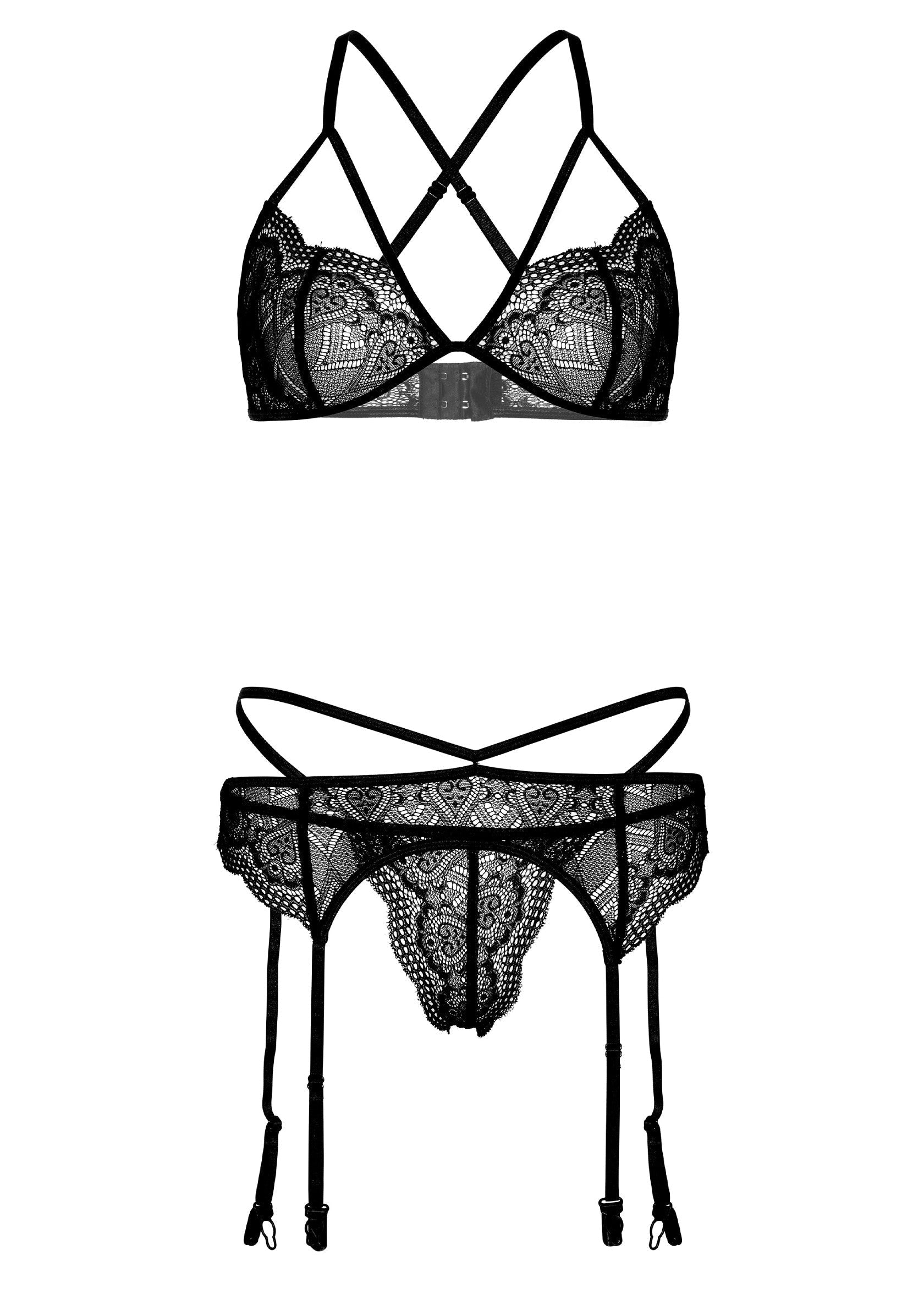 75100 daring intimates 4pc garter lingerie set